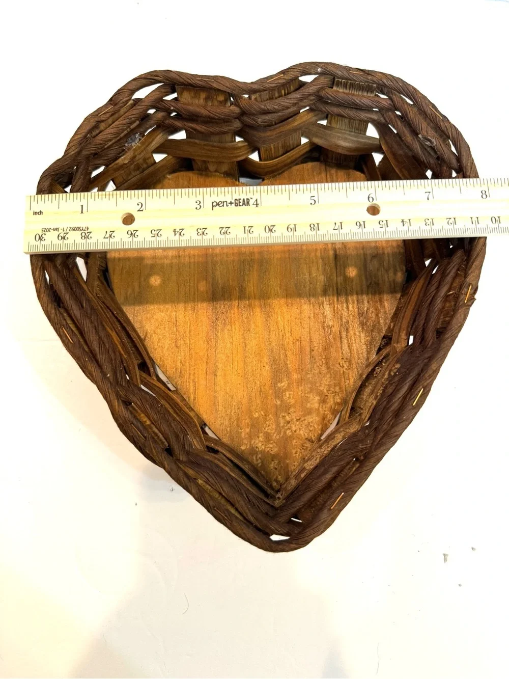 Vintage Country Wooden Heart Basket Cottagecore Decor